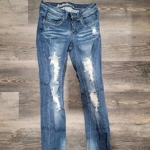 Women's Machine Distressed Skinny Jeans. Size 1